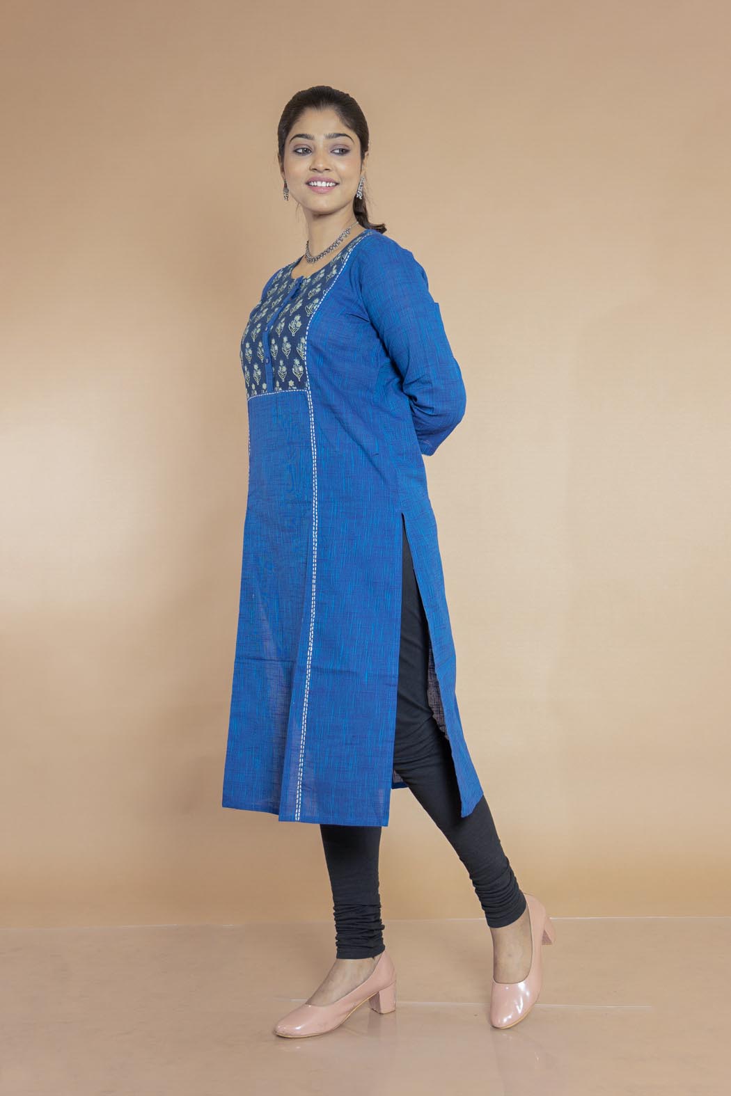 Blue Cotton Premium Handloom Kurti-2 -Ramdhanu Ethnic
