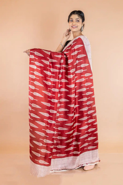 Maroon Modern Soft Silk Saree with Discharge Print-2 -Ramdhanu Ethnic