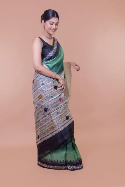 Green Colour Latest Tussar Silk Saree-1 -Ramdhanu Ethnic