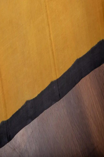 Black and Yellow saree in Mulberry Silk in Tribal Style-3 -Ramdhanu Ethnic