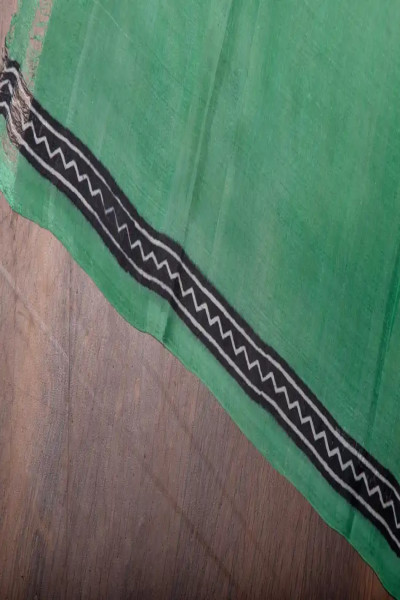 Hand Block Printed Mint Green Saree-3 -Ramdhanu Ethnic