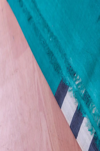 Deep Sea Green Block Printed Tussar Silk Saree-3 -Ramdhanu Ethnic