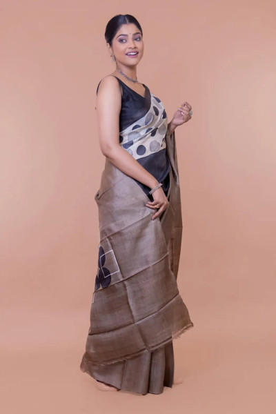 Earthy Tussar Colour Pastel Silk Sarees-1 -Ramdhanu Ethnic