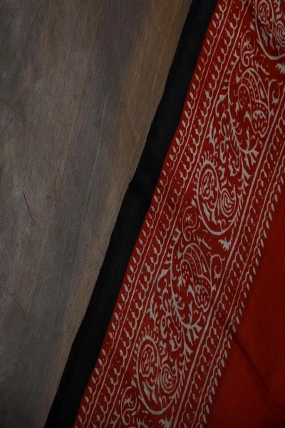 Traditional Look in Black and Red Silk Saree-3 -Ramdhanu Ethnic