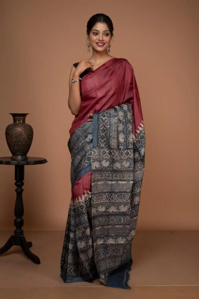 Printed Pure Tussar Elegant Silk Saree-1 -Ramdhanu Ethnic