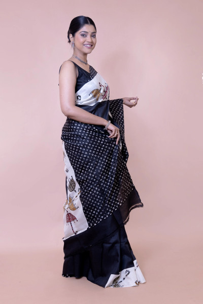 Modern Rendition in Black Colour Silk Saree-1 -Ramdhanu Ethnic
