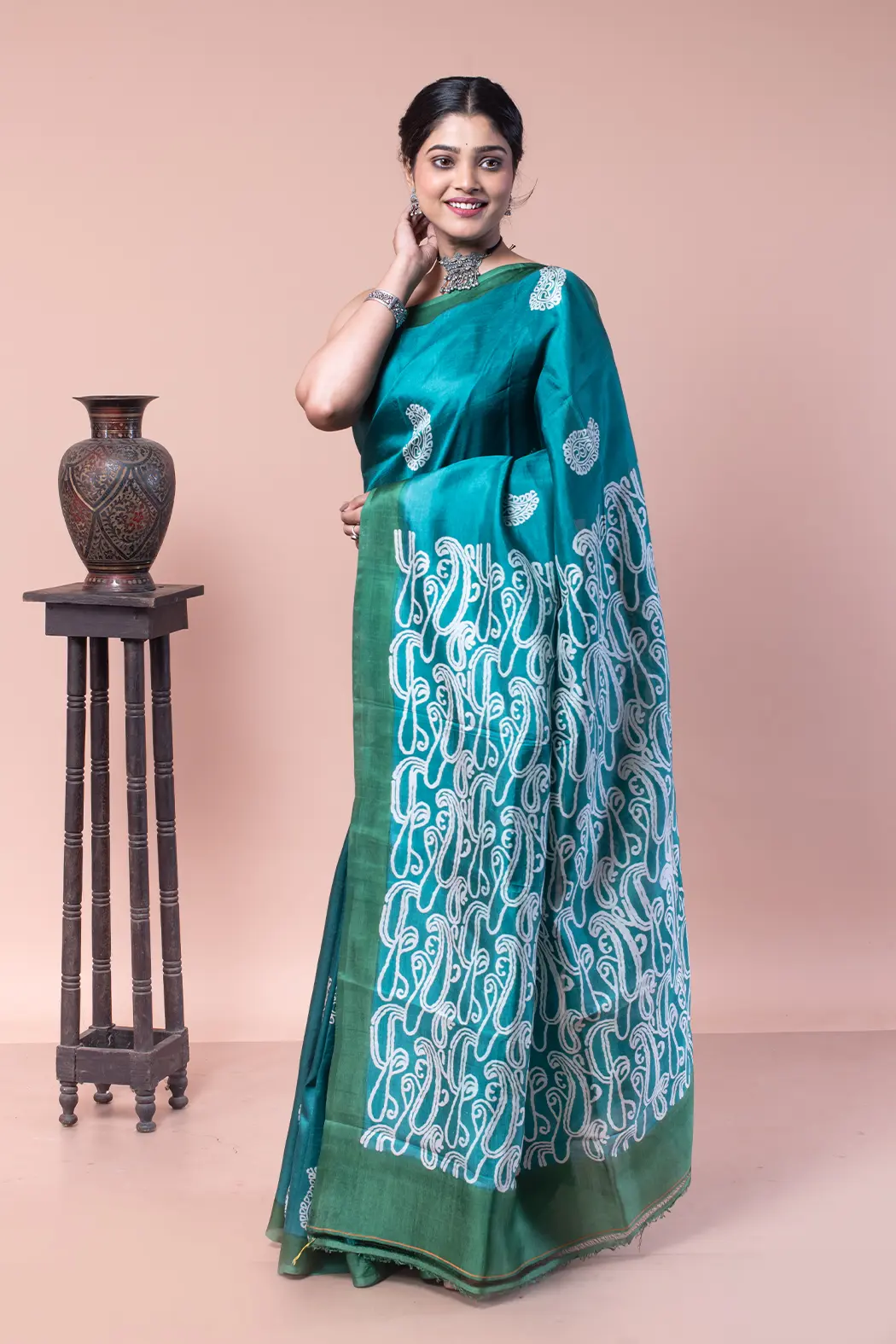 Sea green pure silk saree is ideal for party wear-1 -Ramdhanu Ethnic