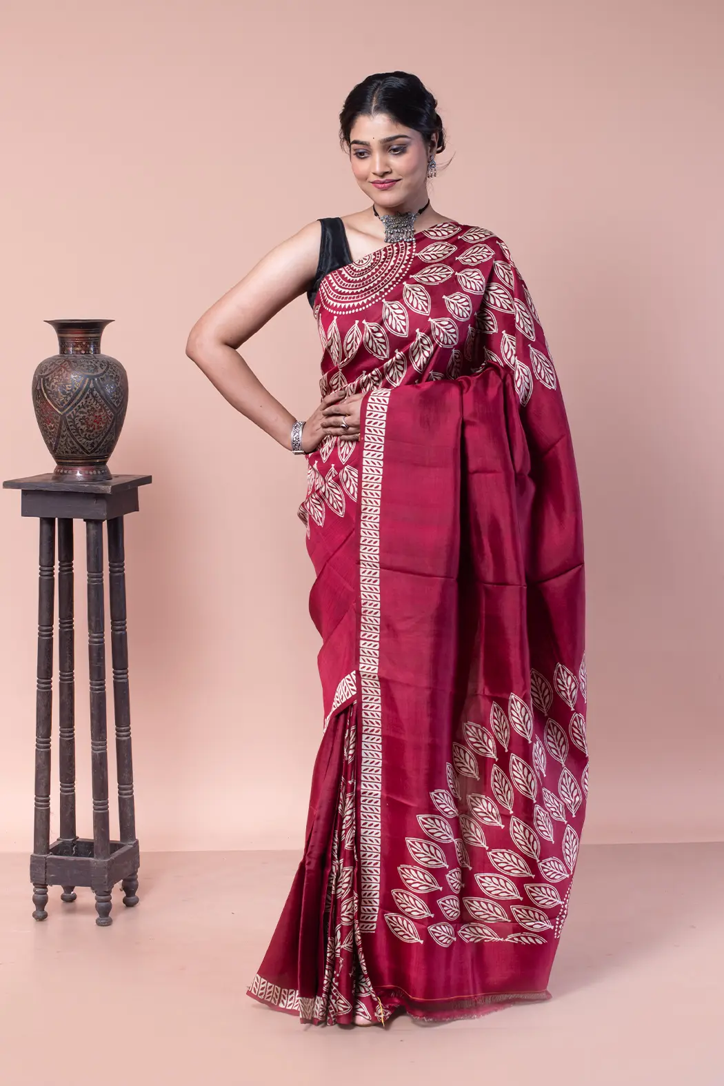 Buy this all occasion wear maroon silk saree-1 -Ramdhanu Ethnic