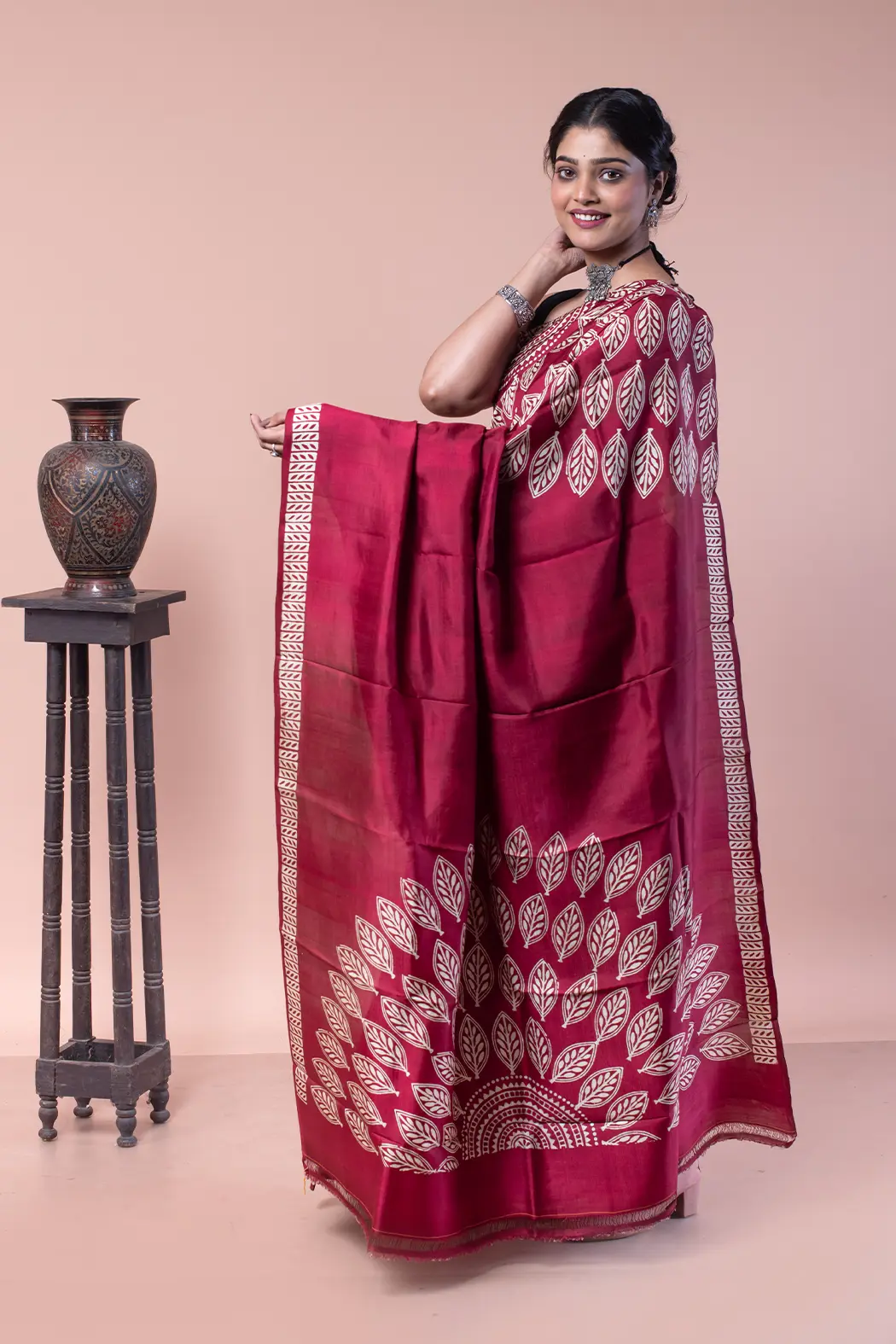 Buy this all occasion wear maroon silk saree-2 -Ramdhanu Ethnic