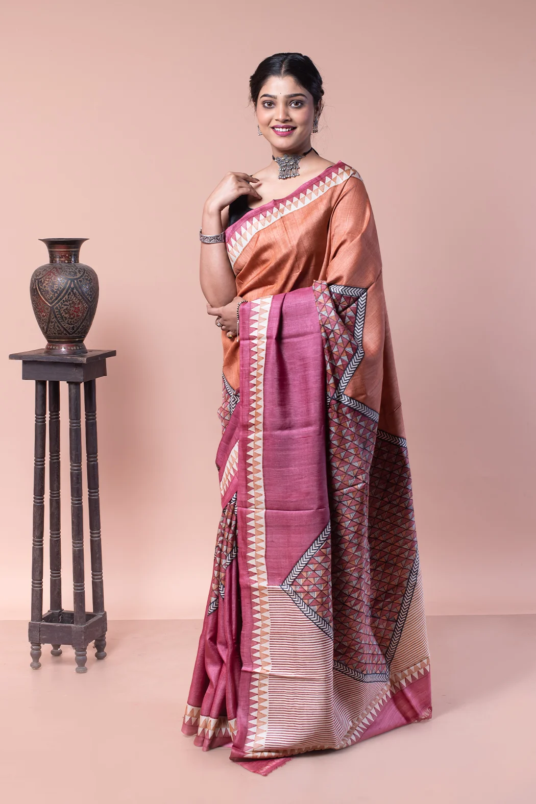 This Rust and Maroon color saree perfect for any occasions-1 -Ramdhanu Ethnic