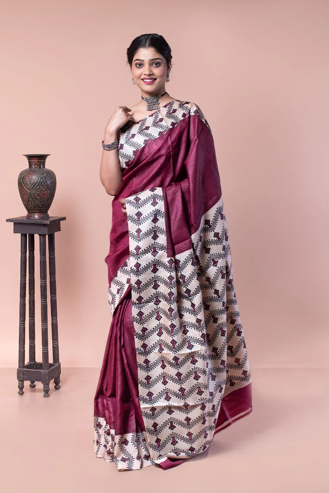 Maroon color saree perfect for family get-togethers-1 -Ramdhanu Ethnic
