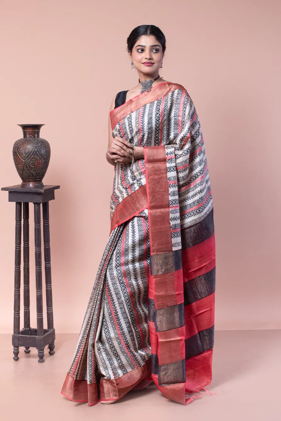 Printed saree with zari border is ideal for all-occasion wear-1 -Ramdhanu Ethnic