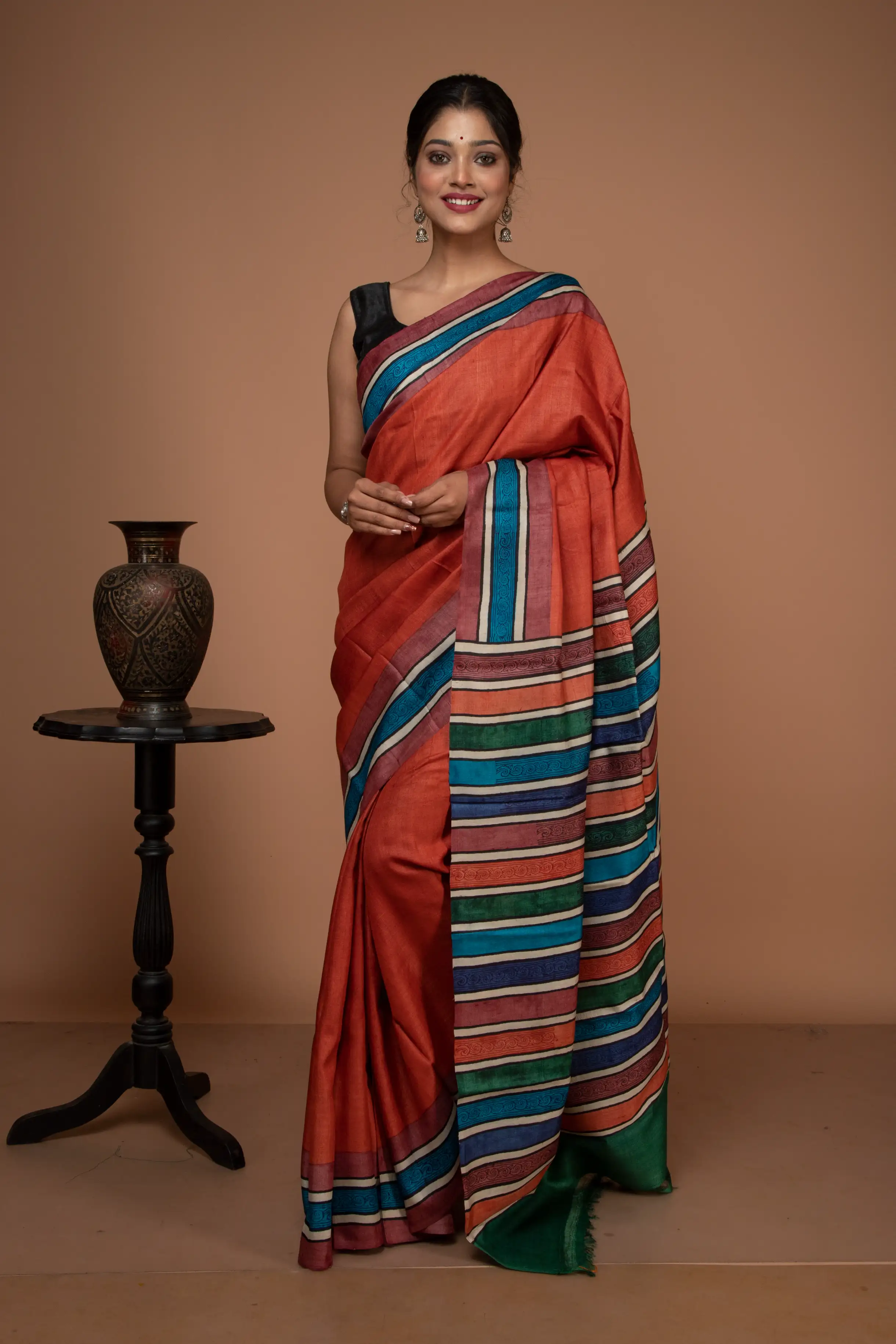 Everyone's favorite block printed tussar sarees-2 -Ramdhanu Ethnic