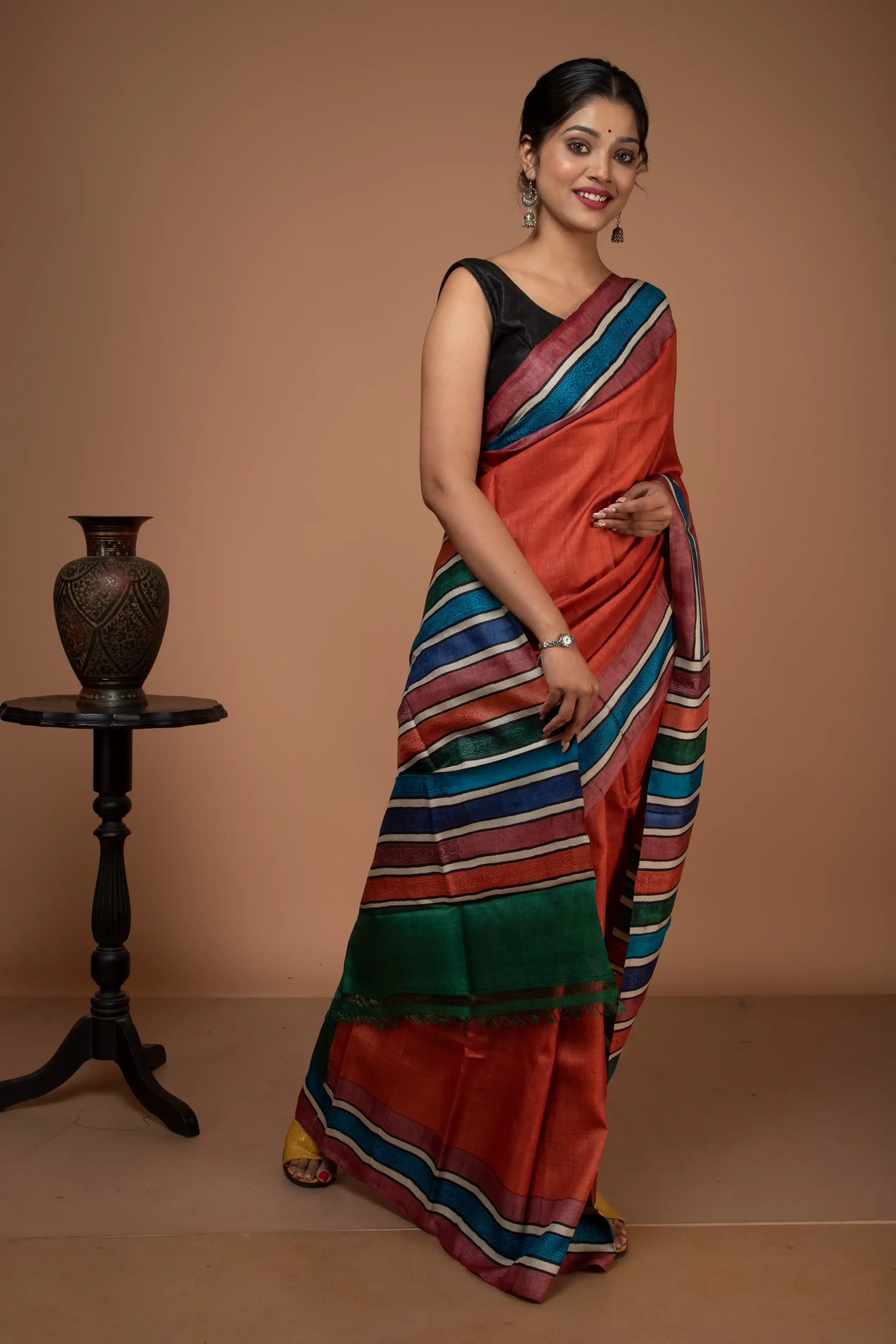 Everyone's favorite block printed tussar sarees-1 -Ramdhanu Ethnic