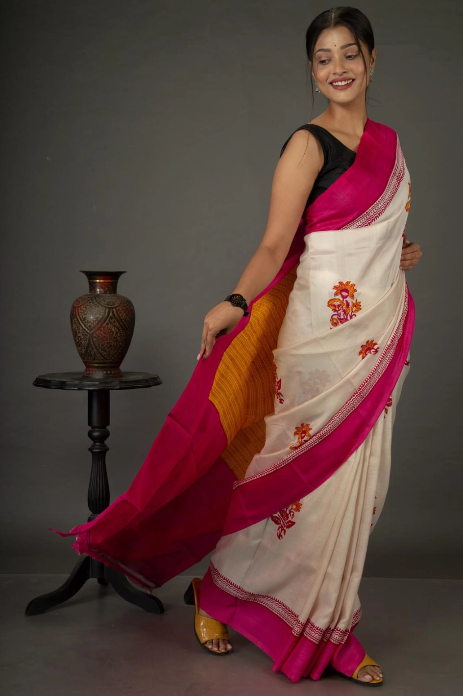 White and pink silk saree is Perfect for all celebration wear-2 -Ramdhanu Ethnic