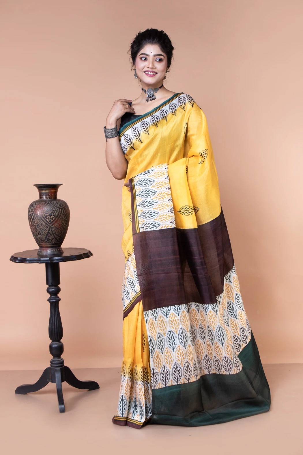 Buy this beautifully designed yellow saree for day wear-1 -Ramdhanu Ethnic
