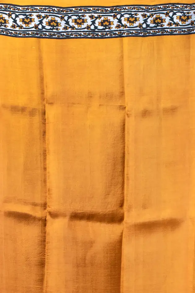 Exquisite Yellow Pure Silk Block Print Saree-3 -Ramdhanu Ethnic