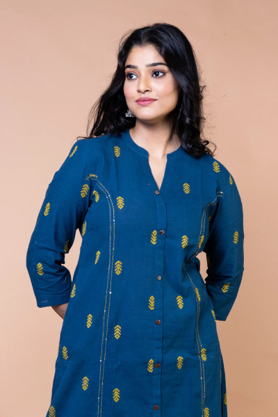 Blue Handloom Dress-3 -Ramdhanu