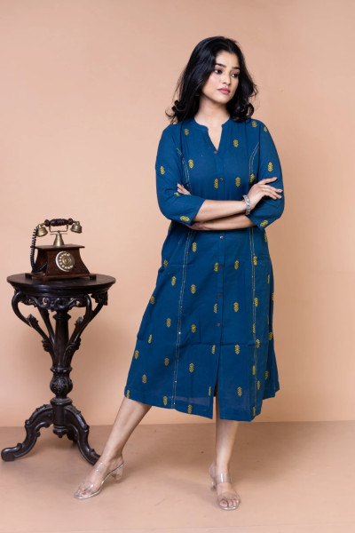 Blue Handloom Dress-2 -Ramdhanu