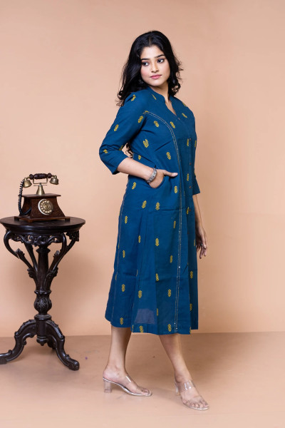 Blue Handloom Dress-1 -Ramdhanu