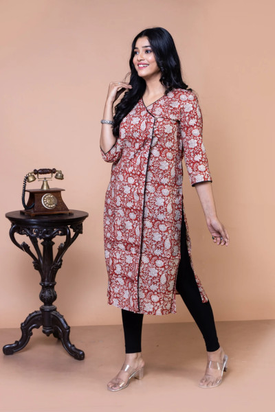 Kalamkari hand block printed kurta-1 -Ramdhanu