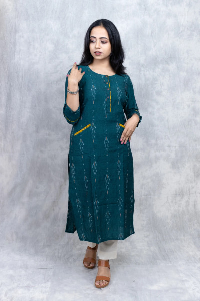 Sea-green Ikkat Kurta-2 -Ramdhanu