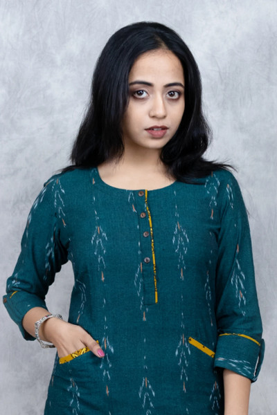 Sea-green Ikkat Kurta-3 -Ramdhanu