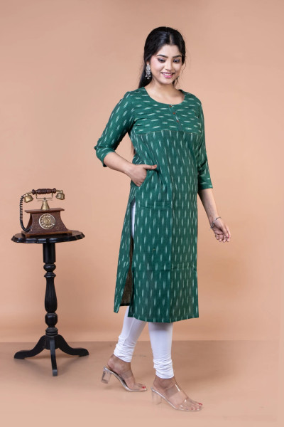 Green Kurta for Women-1 -Ramdhanu