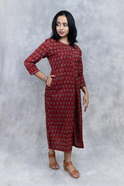 Red Ajrak Dress-1 -Ramdhanu