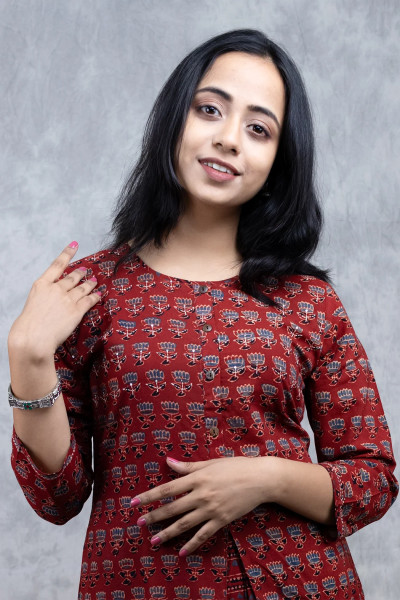 Red Ajrak Dress-2 -Ramdhanu