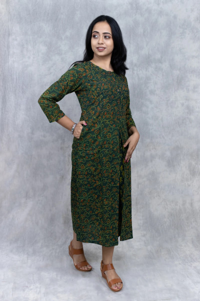 Green Ajrak Dress-1 -Ramdhanu