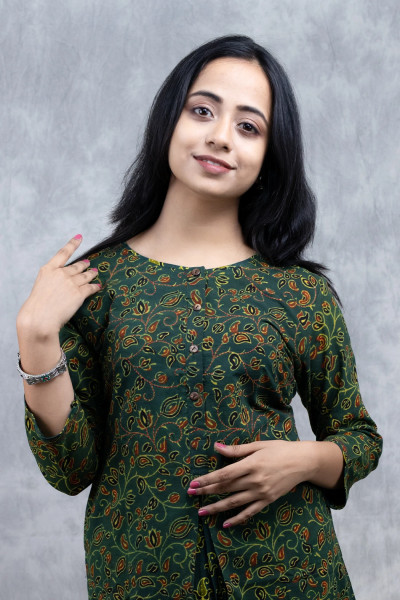 Green Ajrak Dress-2 -Ramdhanu