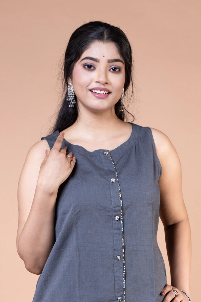 Grey Sleeveless Kurta-2 -Ramdhanu