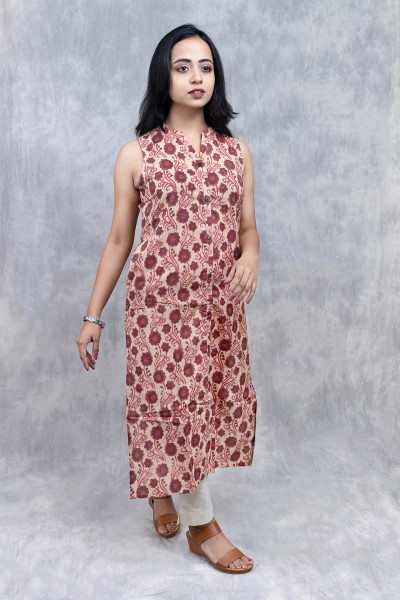 Printed Sleeveless Kurta-1 -Ramdhanu