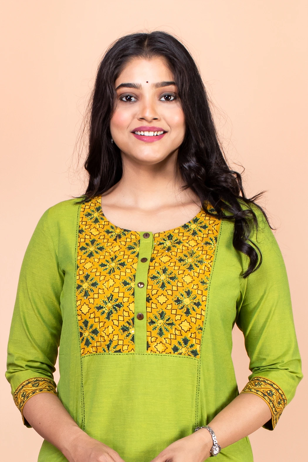 Lime Green Cotton Kurta-3 -Ramdhanu