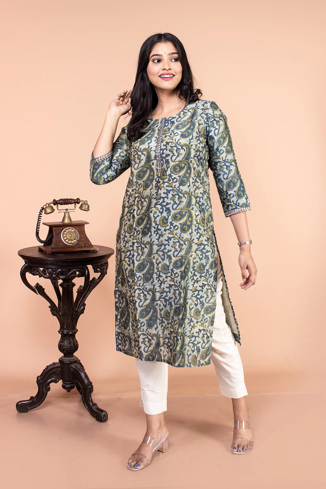 Indigo Chanderi Silk Kurti-2 -Ramdhanu