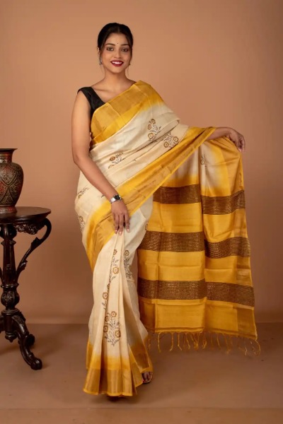 Tussar Silk Woven Saree In Grey Colour - SR5416372