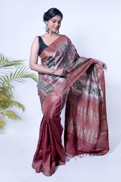 Beautiful dark maroon with copper zari weaving soft silk saree for women |  Soft silk sarees, Blouses for women, Party wear sarees