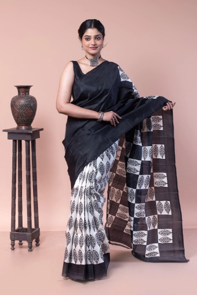 Everyone's favorite black and white combination saree -Ramdhanu Ethnic