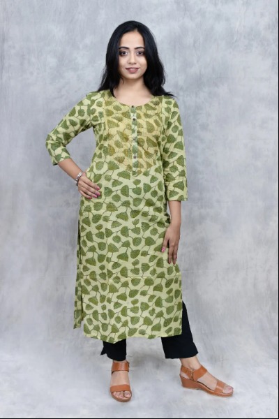 Green Ajrak Kurta -Ramdhanu