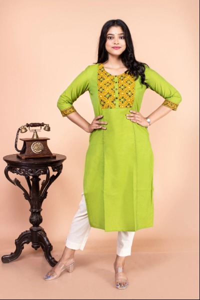 Lime Green Cotton Kurta -Ramdhanu