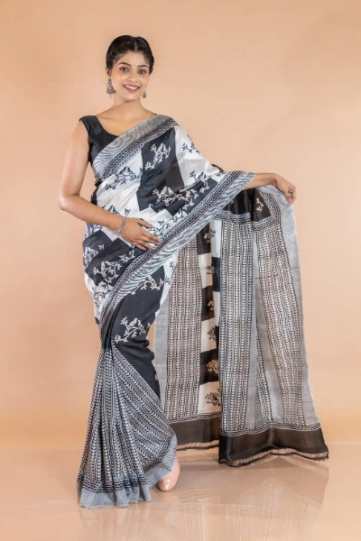 Modern Black Silk Saree Look- An Ideal Party Wear -Ramdhanu Ethnic