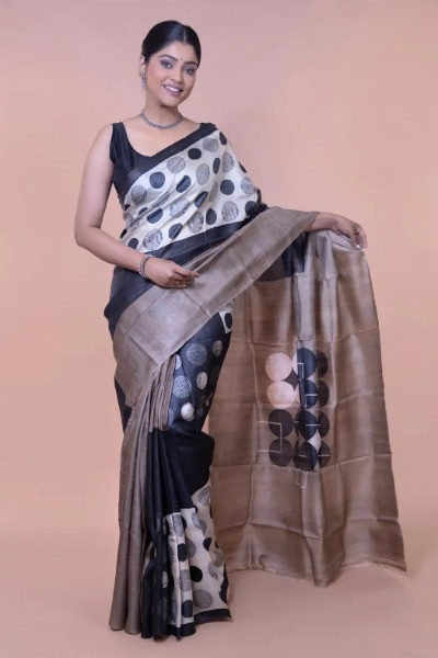 Earthy Tussar Colour Pastel Silk Sarees -Ramdhanu Ethnic