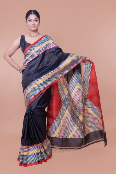 Hand Block Printed New Soft Silk Saree -Ramdhanu Ethnic