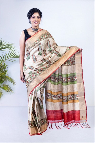 Buy zari tussar silk sarees at affordable prices -Ramdhanu Ethnic