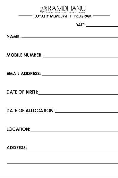 Loyalty Card Membership -Ramdhanu