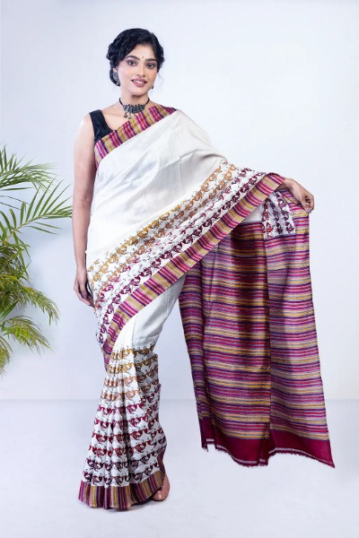 Buy this classic white saree -Ramdhanu Ethnic