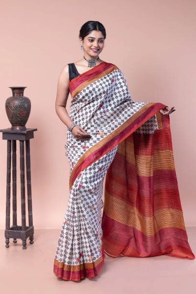 Buy Traditional block-printed saree for everyday wear -Ramdhanu Ethnic