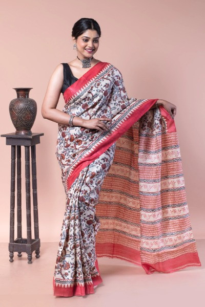 This Orange Color Saree perfect for your day out -Ramdhanu Ethnic