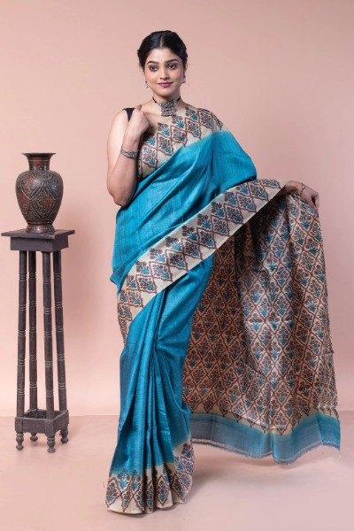 This blue saree is a choice among women to attend parties -Ramdhanu Ethnic